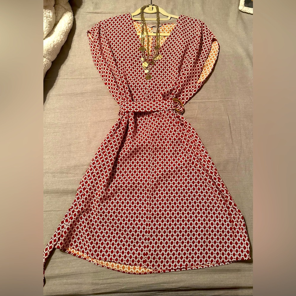 H&M medium. Women’s dress. Brown/white geometric pattern